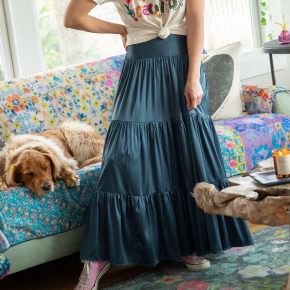 Natural Life Hanna satin maxi skirt (size L)